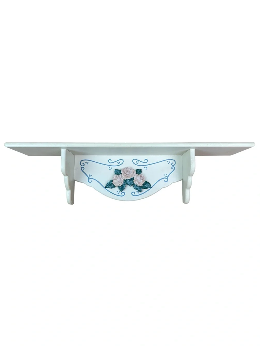 Vintage White Shelf Hand Painted And Roses Wall Trinket Display